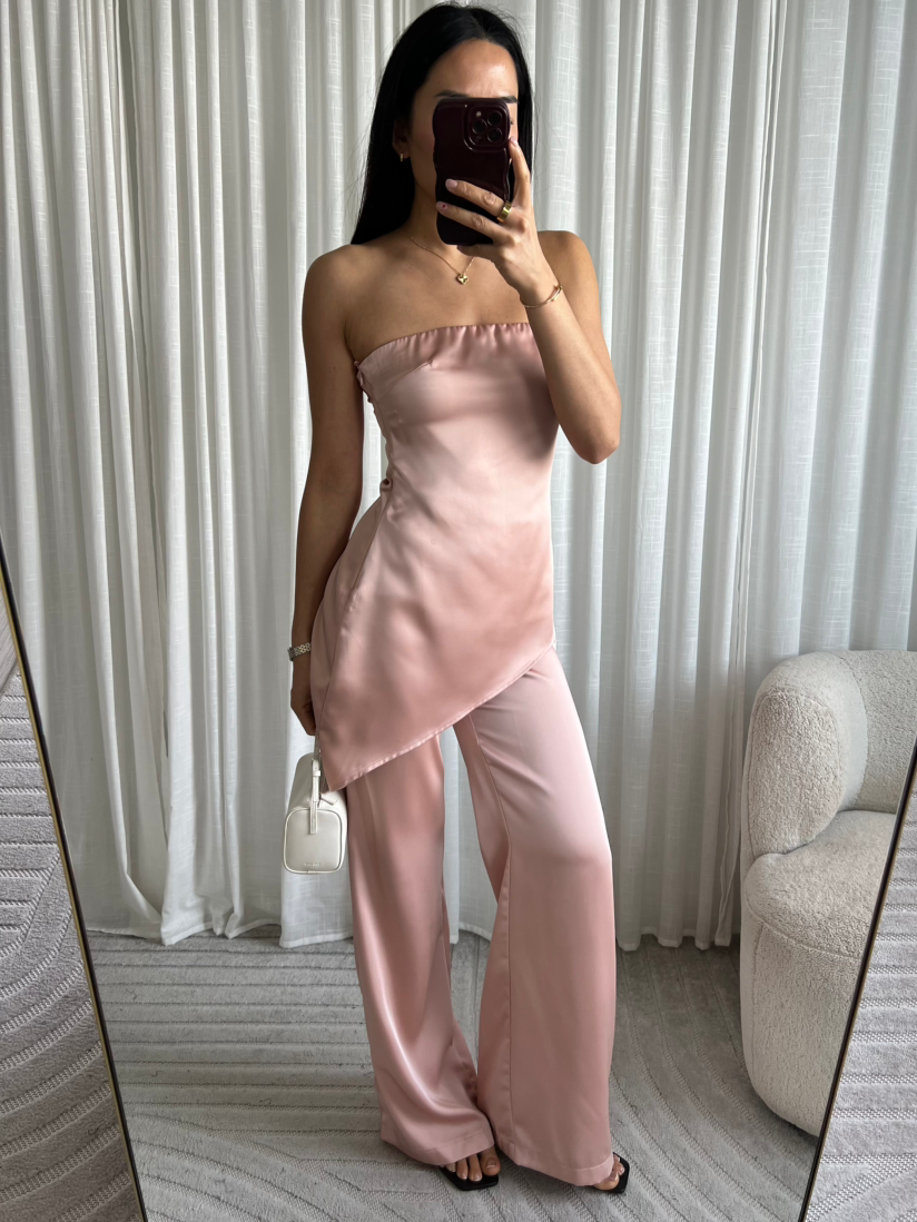 Straight leg satin pants