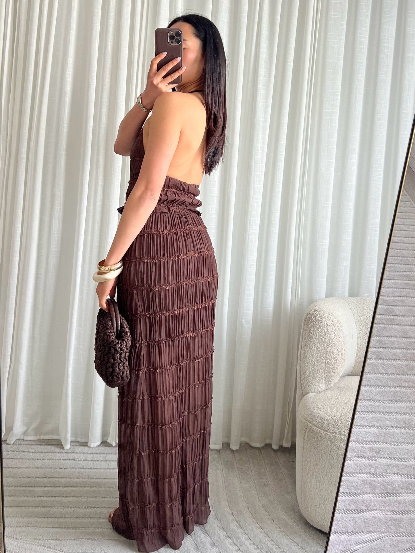 Smocked open back top