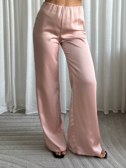 Straight leg satin pants