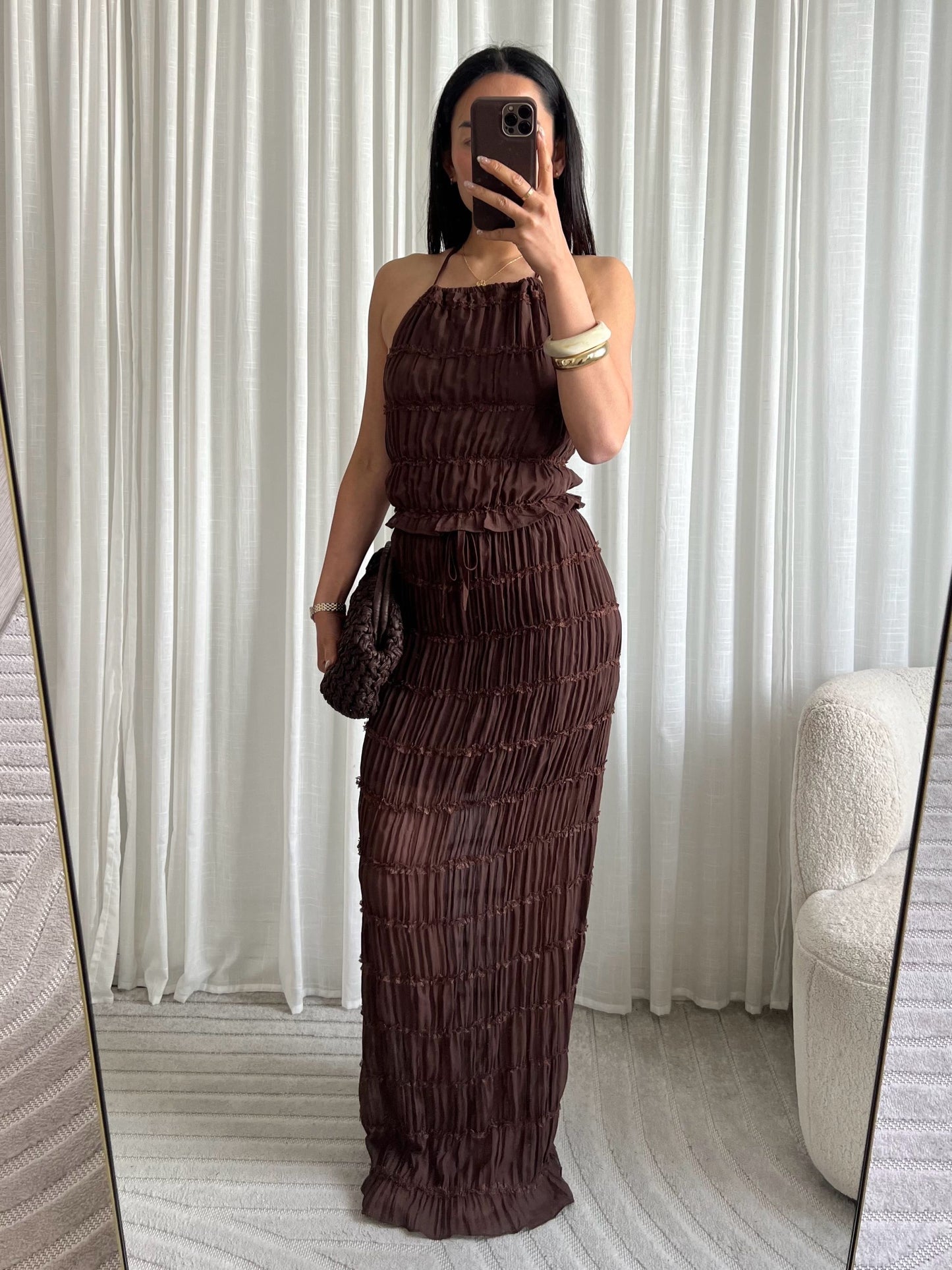 Smocked maxi skirt