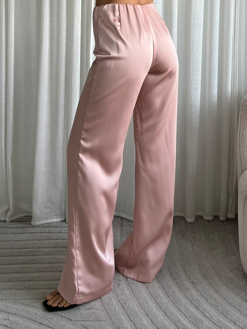 Straight leg satin pants